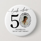 50歳の誕生日フォトパーティーボタン|50歳のお祝い 缶バッジ (正面)