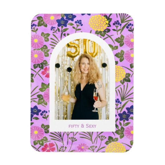 50歳の誕生日フォトフラワーレガシーノート マグネット (縦)