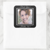 50歳の誕生日フォトブラック感謝していユー スクエアシール (バッグ)