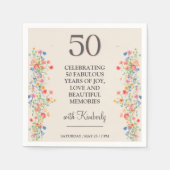 50歳の誕生日フローラパーティー50年の庭パーティー スタンダードカクテルナプキン (正面)