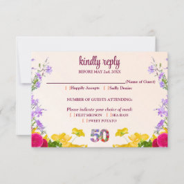 50歳の誕生日フローラモダン50歳のパーティー 出欠カード