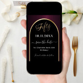 50歳の誕生日ブラックブルゴーニュ金ゴールドアーチ セーブザデート