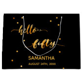 50歳の誕生日ブラック金ゴールドこんにちは50タイポグラフィ ラージペーパーバッグ (正面)