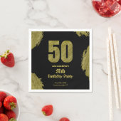 50歳の誕生日ブラック金ゴールドグリッターパーティー スタンダードカクテルナプキン (インサイチュ)