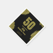 50歳の誕生日ブラック金ゴールドグリッターパーティー スタンダードカクテルナプキン (角)
