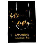 50歳の誕生日ブラック金ゴールド名タイポグラフィ モダン ミディアムペーパーバッグ (裏面)