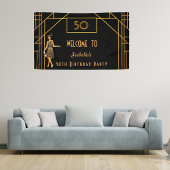 50歳の誕生日ブラック金ゴールド1920年代アート・デコスタイル 横断幕