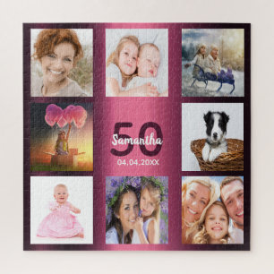 50歳の誕生日ブルゴーニュのフォトコラージュの女性 ジグソーパズル