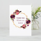 50歳の誕生日ブルゴーニュフローラ白サンキューカード 招待状 (スタンド正面)