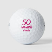 50歳の誕生日プレゼント 優雅なピンク ゴルフボール (正面)