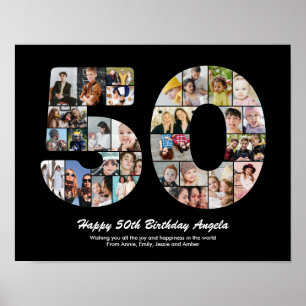 50歳の誕生日プレゼント 数字50の写真コラージュ ポスター