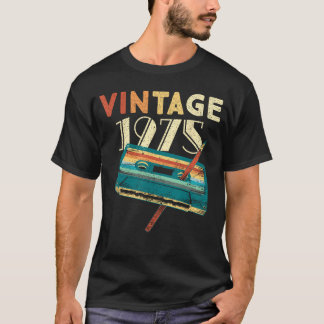 50歳の誕生日プレゼント 1975 ビンテージ カセットテープ 50代 Tシャツ
