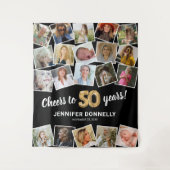 50歳の誕生日マルチフォトバックドロップ タペストリー (正面)