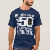 50歳の誕生日モノクロカスタムフォトTシャツ Tシャツ (正面)
