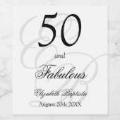 50歳の誕生日モノグラムミニマルエレガントリスト ワインラベル (シングルラベル)