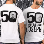 50歳の誕生日モノラカスタムーの名前の後に写真の名前 Tシャツ<br><div class="desc">50歳の誕生日モノ、50カスタム枚の前後の写真、プラス名tシャツ。おもしろい50thパーソナライズされた写真白黒バースデーティーデザイン。このバースデーシャツをカスタマイズするには、前と後の両方の数字0の中央の誕生日の男の子または女の子の写真。今素晴らし時の2つの写真と50歳の節目の誕生日プレゼントにいくつかのおもしろいを追加するためのアイディア。他の一致するアイテムと色が利用可能。独占的デザインby Sarah Trett for www.mylittleeden.com</div>