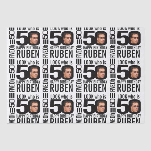 50歳の誕生日モノラル見て50カスタムの写真と名前 薄葉紙 (正面)