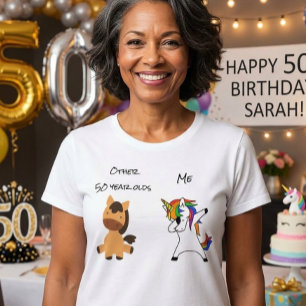 50歳の誕生日ユニコーン面白い馬ダビングギフト Tシャツ