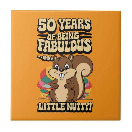 50歳の誕生日リスがマットを飲む タイル (正面)