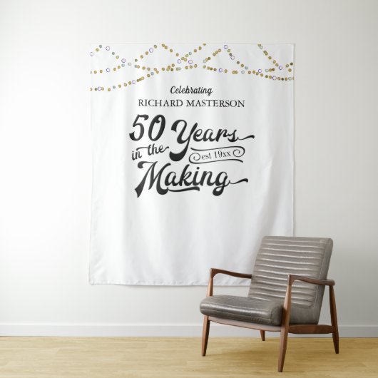 50歳の誕生日レトロ背景 何年もの歳月を経て タペストリー (インサイチュ)