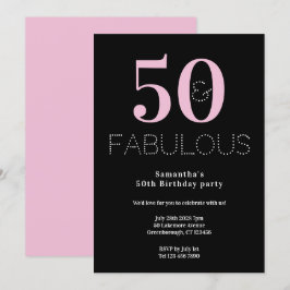 50歳の誕生日会 ブラック ピンク モダンパーティー 招待状