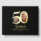 50歳の誕生日写真の名前 ブラックゴールド ゲストブック (正面)