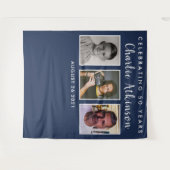 50歳の誕生日写真コラージュ背景バナー タペストリー (正面(横))