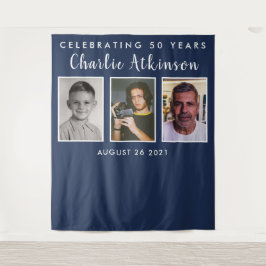 50歳の誕生日写真コラージュ背景バナー タペストリー