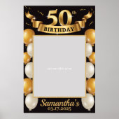 50歳の誕生日写真プロップフレーム ゴールド ブラック ポスター (正面)