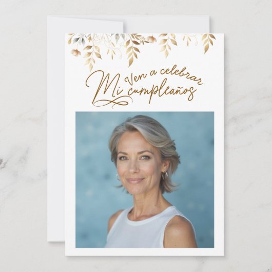 50歳の誕生日写真付き招待状 招待状 (正面)