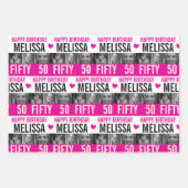 50歳の誕生日写真白黒 ラッピングペーパーシート (正面)