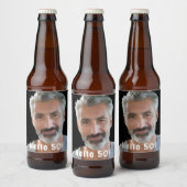 50歳の誕生日写真 こんにちは50 男性たち ビールラベル (ボトル)