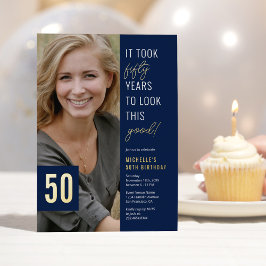 50歳の誕生日写真 箔招待状