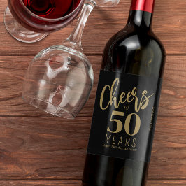 50歳の誕生日名前入りお祝いゴールドブラック ワインラベル