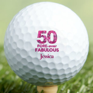 50歳の誕生日娘へのギフト FOREever Fabulous ピンク ゴルフボール