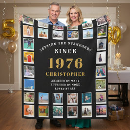 50歳の誕生日家族の思い出フォトコラージュ フリースブランケット
