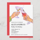 50歳の誕生日招待状カクテルおもしろいパーティー 招待状 (正面/裏面)