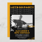 50歳の誕生日招待状メンズフォトスプレ絵を描ー 招待状 (正面/裏面)