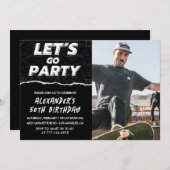 50歳の誕生日招待状メンズブラック写真 招待状 (正面/裏面)