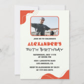 50歳の誕生日招待状メンズレッドシンプル写真 招待状 (正面)