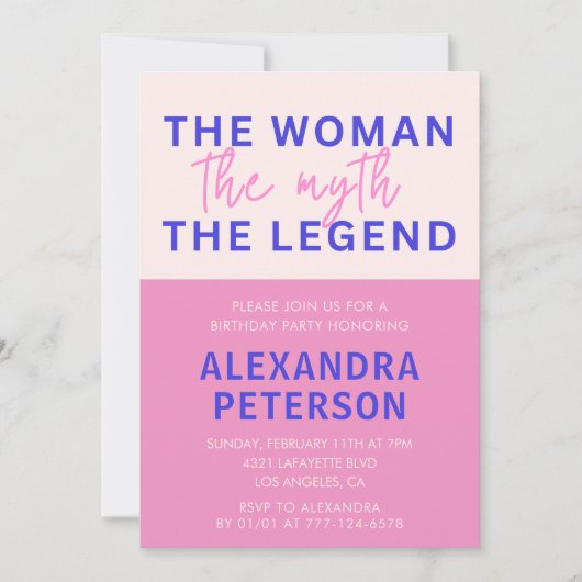 50歳の誕生日招待状女おもしろい人神話の伝説 招待状 (正面)