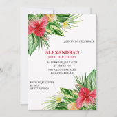 50歳の誕生日招待状熱帯パーティーフローラ 招待状 (正面)