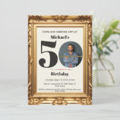 50歳の誕生日招待状：あなたの写真を置く， QR 招待状 (スタンド正面)