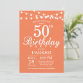 50歳の誕生日招待状 コーラル 招待状 (スタンド正面)