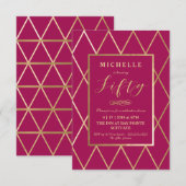 50歳の誕生日招待状 - ゴールド、エレガント、トレンディ 招待状 (正面/裏面)