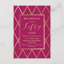 50歳の誕生日招待状 - ゴールド、エレガント、トレンディ