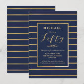 50歳の誕生日招待状 - ゴールド・エレガント・メンズ 招待状 (正面/裏面)