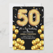50歳の誕生日招待状 バルーン 招待状 (正面)