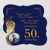 50歳の誕生日招待状 男性 どんな年齢でも、写真、全ての形 招待状 (正面/裏面)