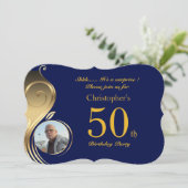 50歳の誕生日招待状 男性 どんな年齢でも、写真、全ての形 招待状 (スタンド正面)